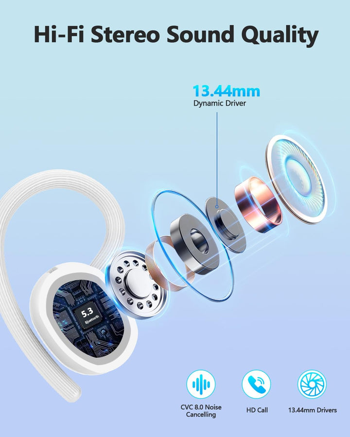Bluetooth Kopfhörer Sport, 128Std 2026 Kopfhörer Kabellos Bluetooth 5.3, 3D-Stereo Tiefer Bass IP7 W