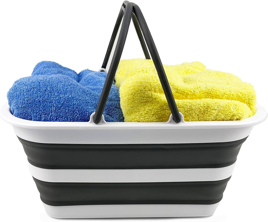 SAMMART 12L zusammenklappbare Wanne mit Griff – tragbarer Outdoor-Picknickkorb/Krater – Faltbare Ein