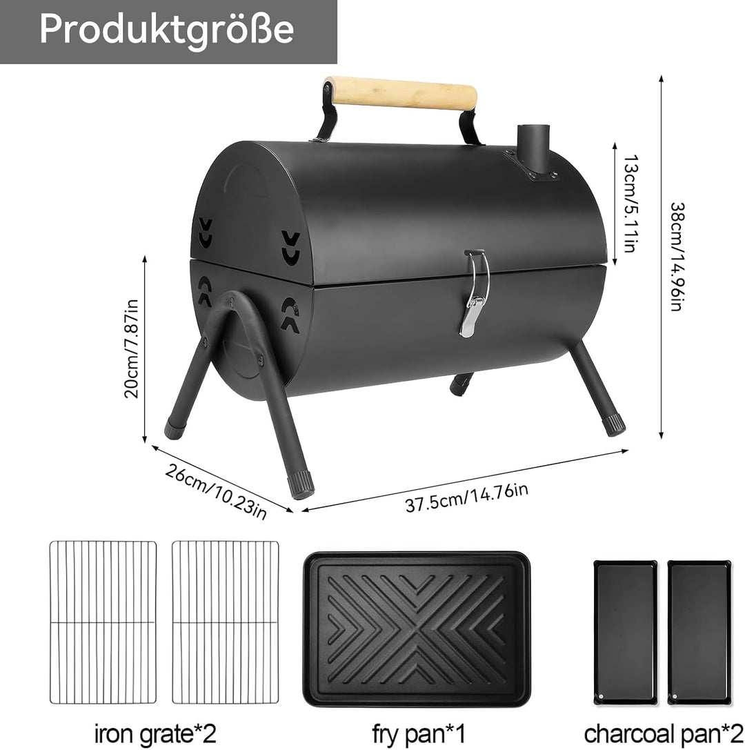BBQ Grill Tragbar Grill Holzkohlegrill Klappbar Camping Grill Doppelseitig Räuchergrill für Outdoor