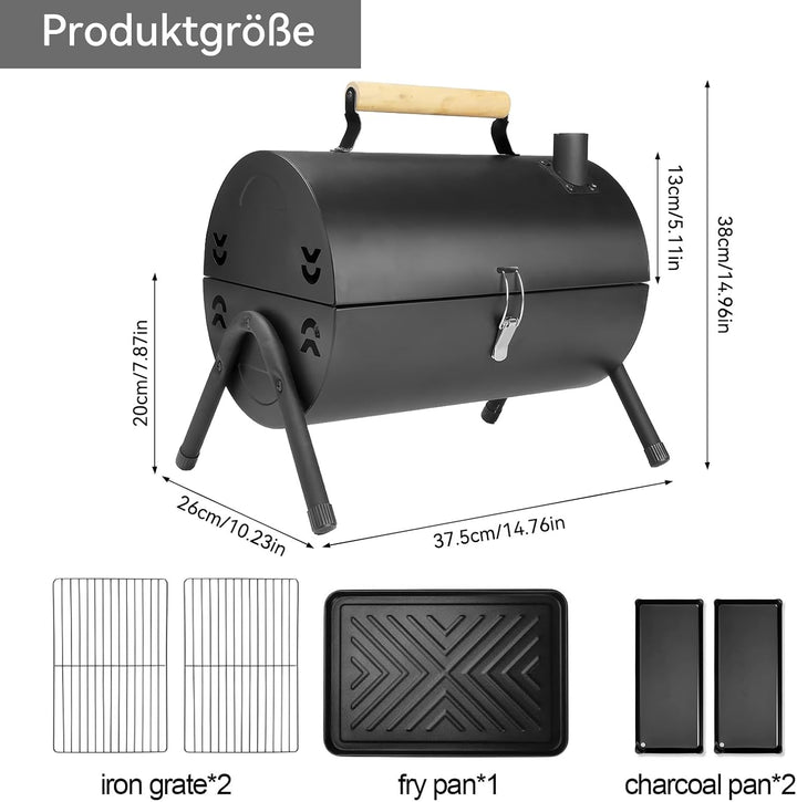 BBQ Grill Tragbar Grill Holzkohlegrill Klappbar Camping Grill Doppelseitig Räuchergrill für Outdoor