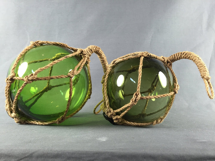 Buddel-Bini Deko - Fischerkugel aus Glas Basic in grün mit Tauwerk - Verschiedene Grössen 17 cm, 17
