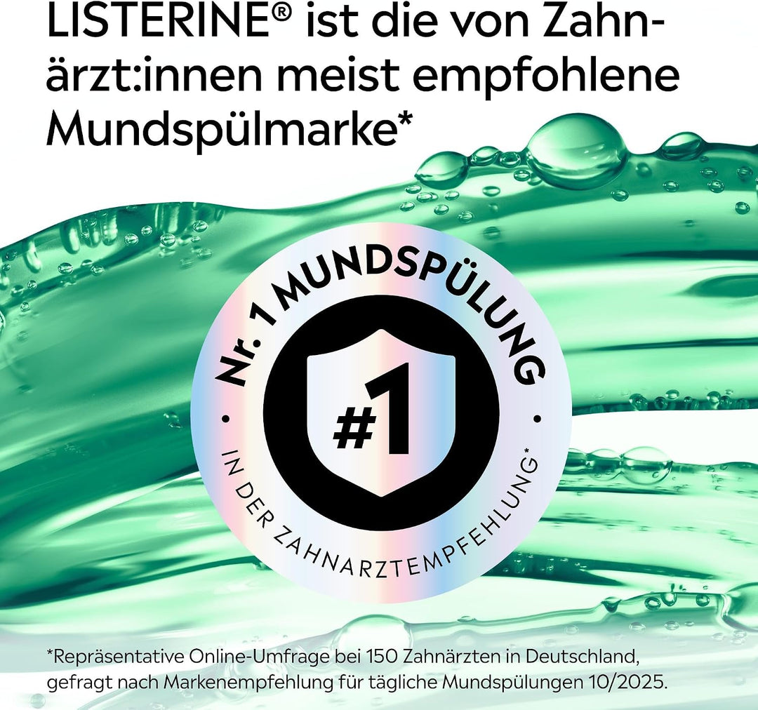 Listerine Fresh Mint (6 x 500 ml), antibakterielle Mundspülung mit ätherischen Ölen für einen frisch
