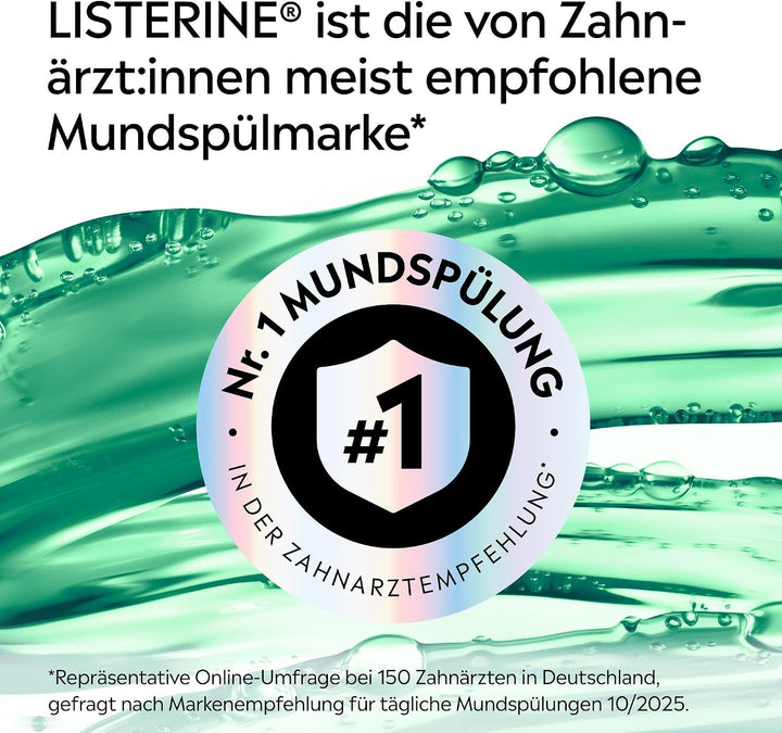 Listerine Fresh Mint (6 x 500 ml), antibakterielle Mundspülung mit ätherischen Ölen für einen frisch