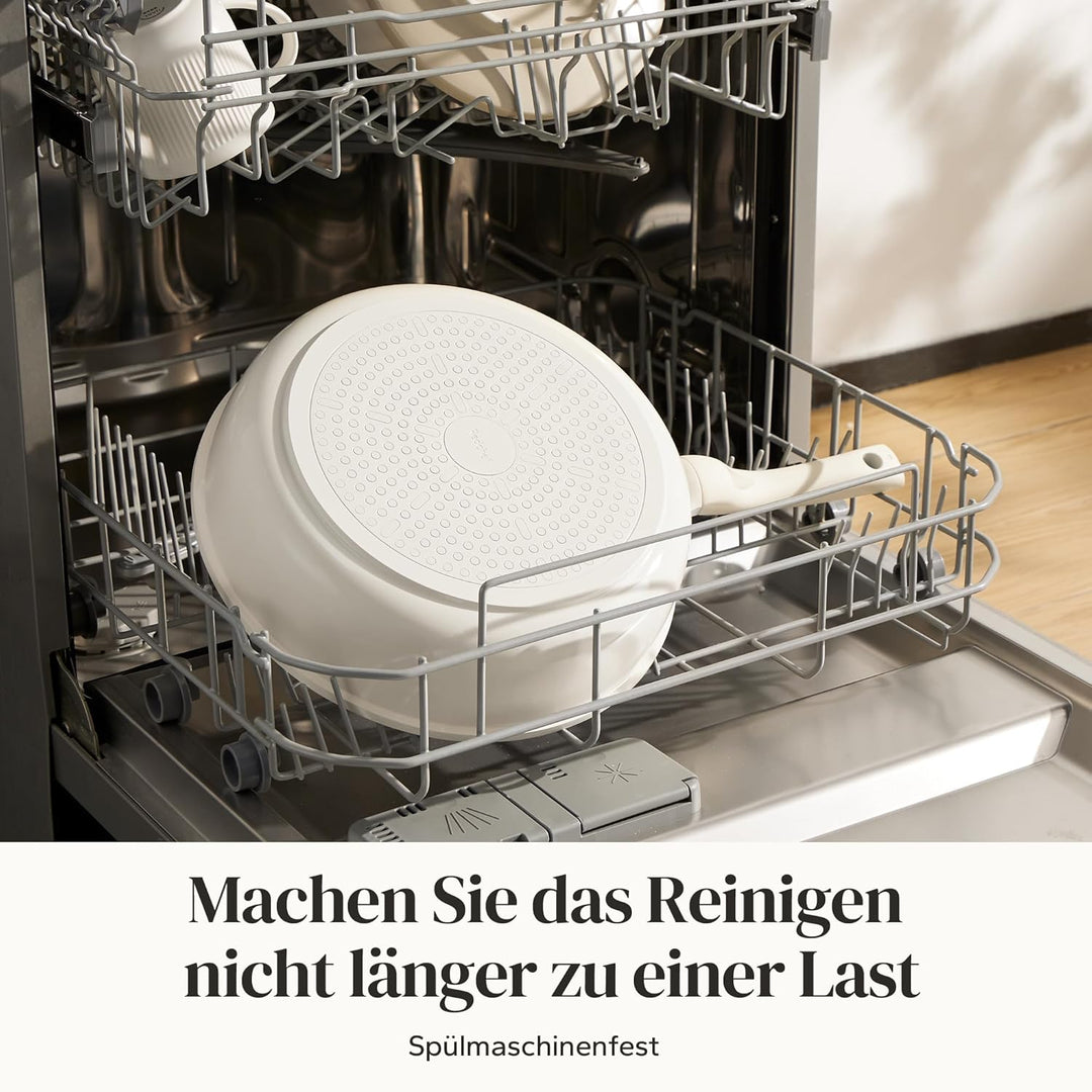 Redchef Pfanne 28cm mit Deckel, Keramik Antihaft Bratpfanne Induktion, Omelette Pfanne mit allen Her