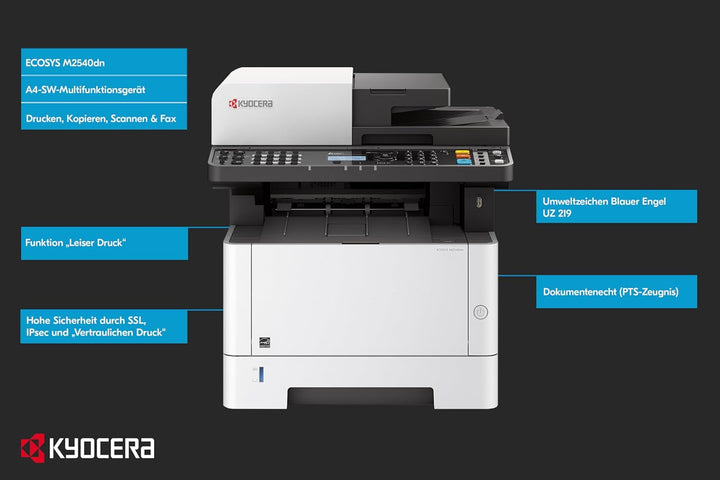 Kyocera Ecosys MA4000fx Multifunktionsdrucker Schwarz Weiss. 40 Seiten pro Minute. Drucker Scanner K