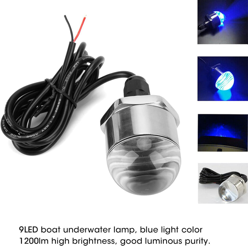 Blaue Bootsbeleuchtung 9LED Boot Unterwasserbeleuchtung 12V Ablassstopfen Licht 1200lm 1/2in NPT Gew