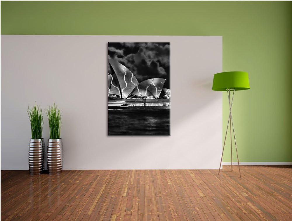 Pixxprint Sydney Opera House Beleuchtung als Leinwandbild/Grösse: 100x70 cm/Wandbild/Kunstdruck/fert