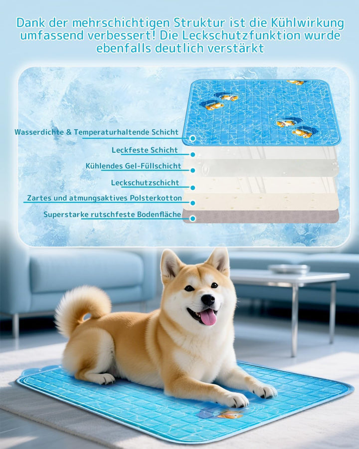 Kühlmatte Hund Kühlbett Für Hunde 60×90CM L|Neu 2026|Hundekühlmatte Selbstkühlend Waschbar Haustier