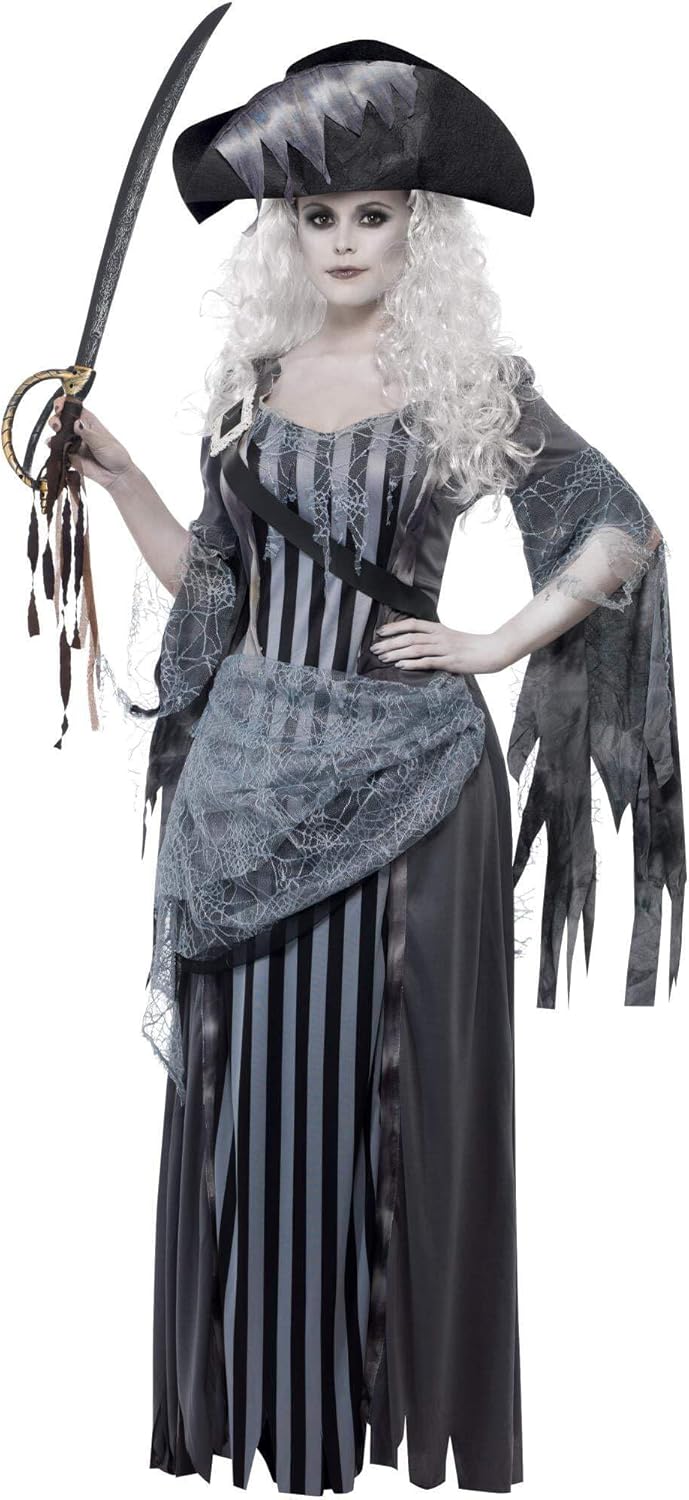 Halloween Piraten-Phantom-Kostüm für Damen - Grau, Silber, M