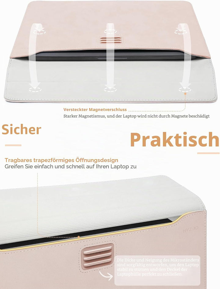 HYZUO 13 Zoll Laptop Hülle Tasche mit Einstellbarer Ständer für MacBook Air 13 M5 A3449 M4 M3 M2 M1