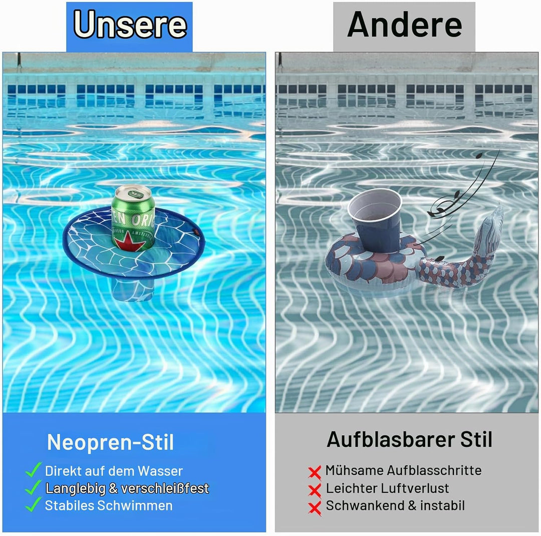 2 Stück Getränkehalter Pool Schwimmend Neoprene Schwimmender Pool Tablett Getränke Kühler Bierhalter