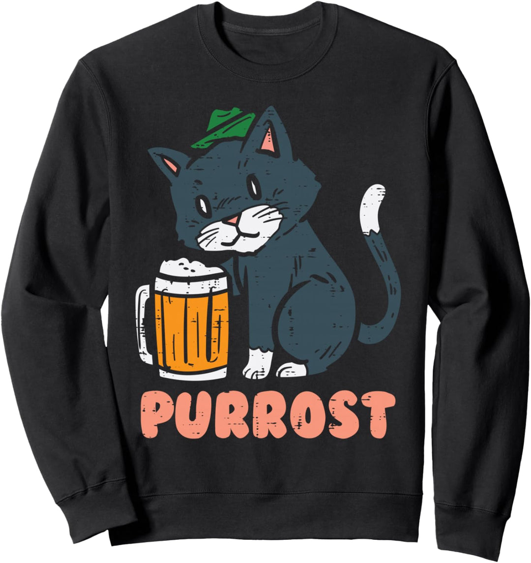 Purrost Katze Deutscher Hut Süss Oktoberfest Festival Herren Damen Sweatshirt