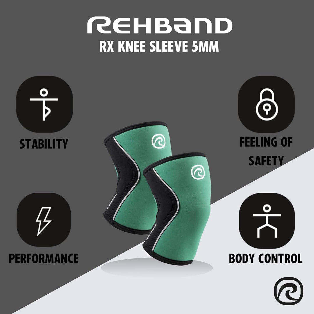 Rehband Kniebandage Kraftsport, Kniestütze für Cross Fit & schweres Training, Knee Sleeve aus 5 mm N