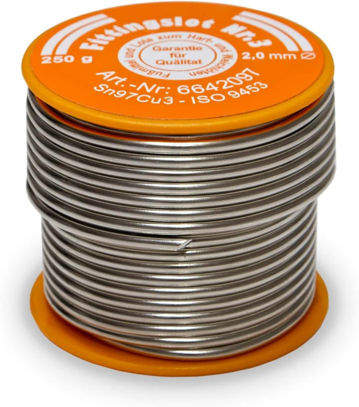 Lötzinn, Weichlot 100g oder 250 g für Löt-Fitting Kupfer Lot S-Sn97cu3 (2 mm 250g) 2 mm 250g Lötzinn