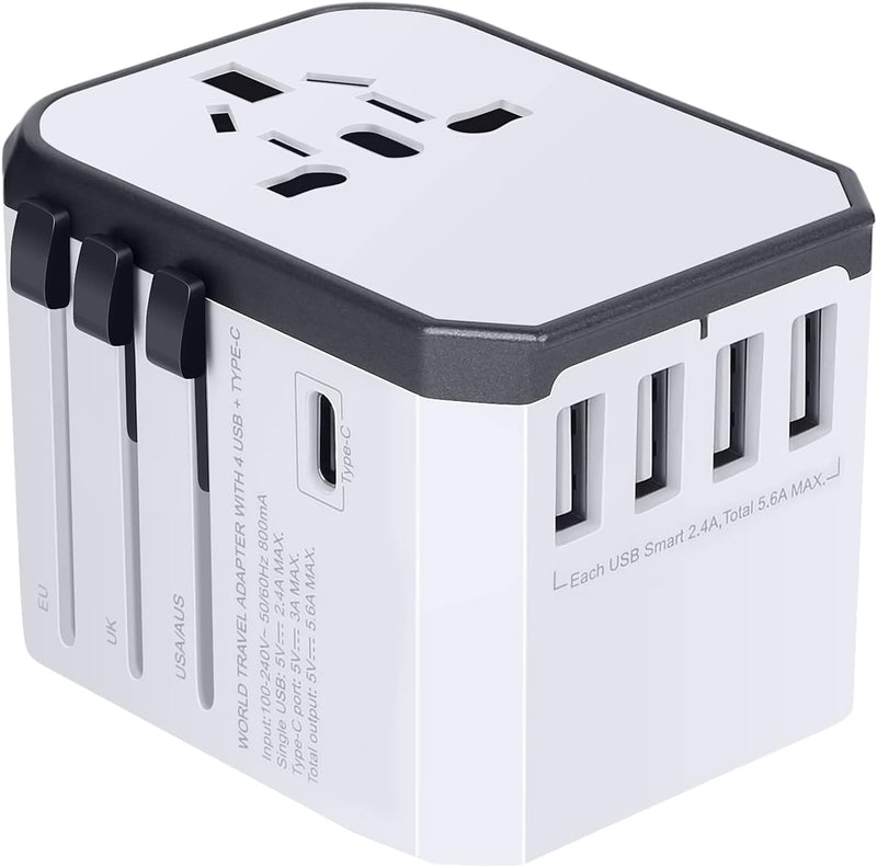 Evershop Reiseadapter Reisestecker Weltweit 224+ Ländern 5.6A Fast Charge Universal Travel Adapter m