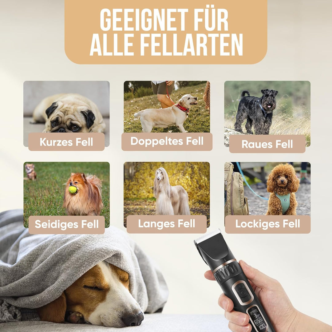 Strex Hundeschermaschine/Tierschermaschine Extra Leise - Kabellos - 5 Modi - Hundetrimmer für alle F