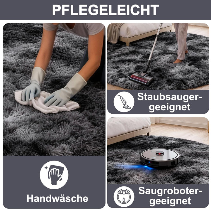 ROHATIM Schlafzimmer Plüsch Teppich Rund,Flauschiger Teppich für Wohnzimmer,modernes Wohnzimmer,Mädc