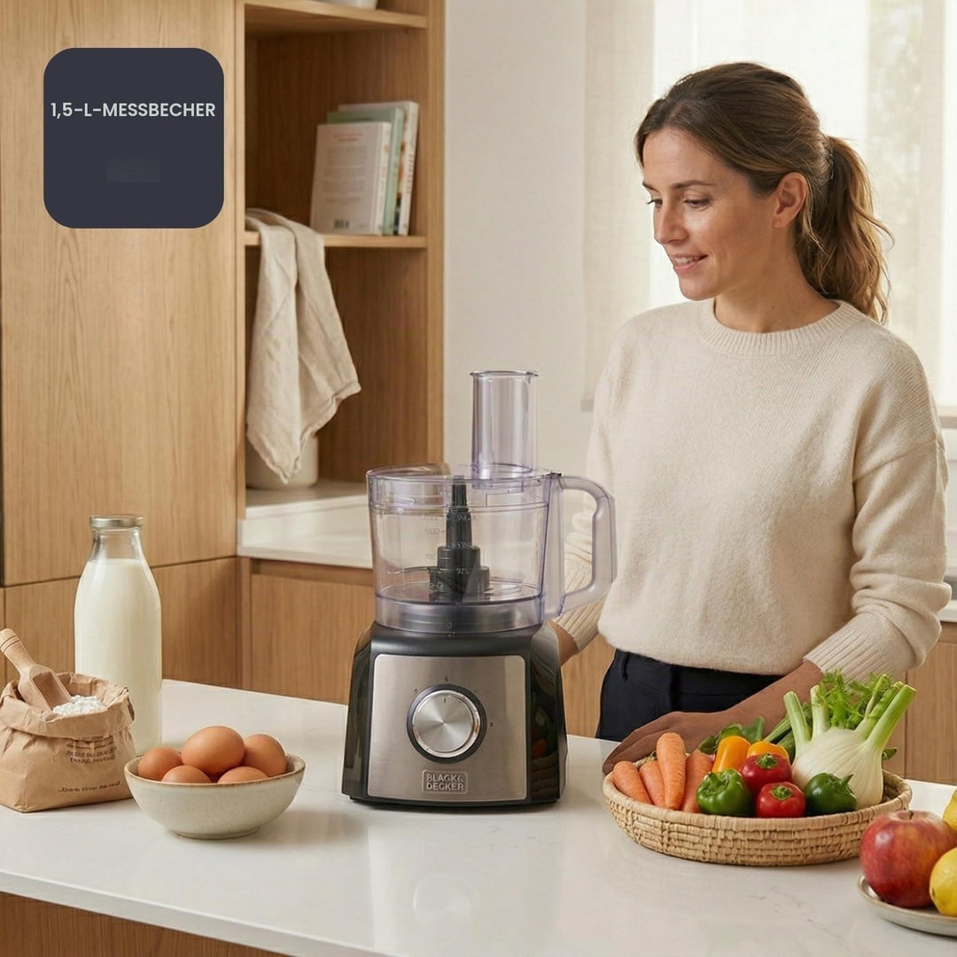 BLACK+DECKER BXFPA1200E - Küchenmaschine, 1.200W, Behälter 1,5l, 2 Geschwindigkeitsstufen/Turbofunkt