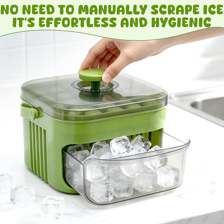 Easy Press Ice Maker, Ice Cube Maker, Ice Cube Tray mit Bin und Scoop, Eiswürfelmacher, Eiswürfelber