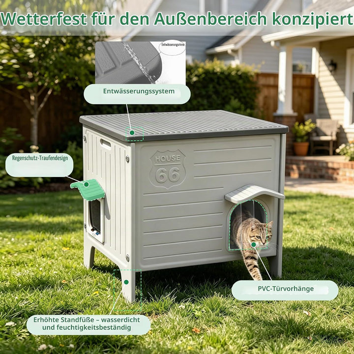 HiCaptain Katzenhaus Outdoor Winterfest Katzen Kunststoff verwildert Outdoor-Katzenhaus Welpenunterk