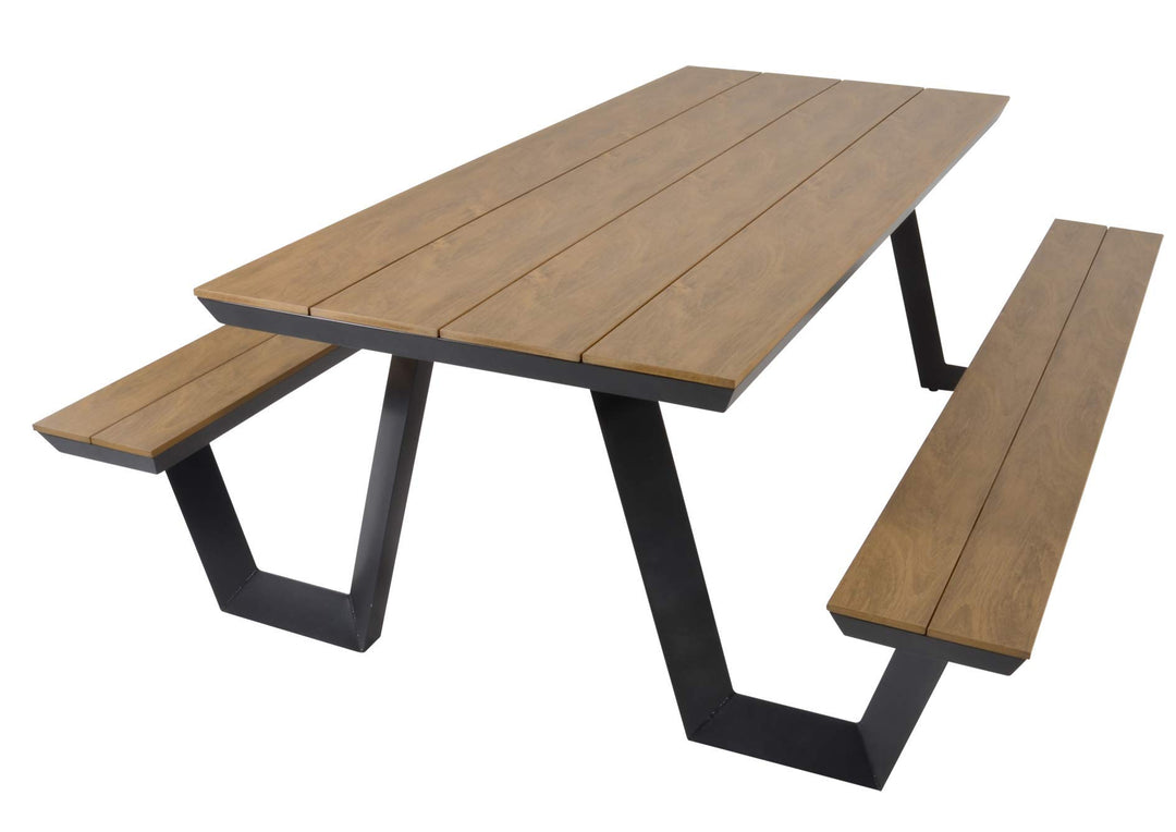 Lesli Living Picknick-Set Bank mit Tisch rechteckig 200cm Aluminium