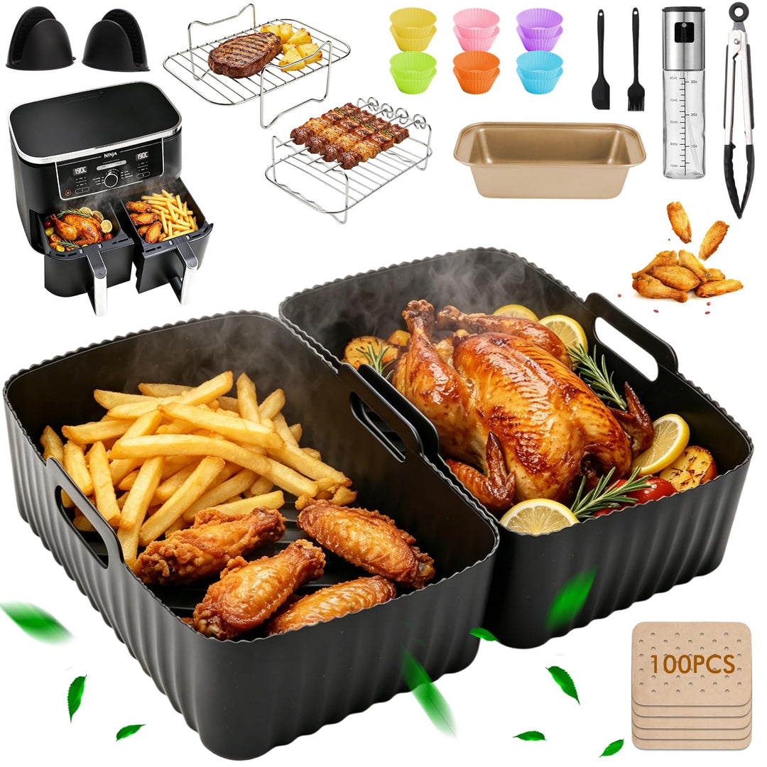 Airfryer Zubehör für Ninja Foodi Max Dual Zone AF500EU AF400EU AF400EUCP 7,6L-10,4L,25 Stück Airfrye