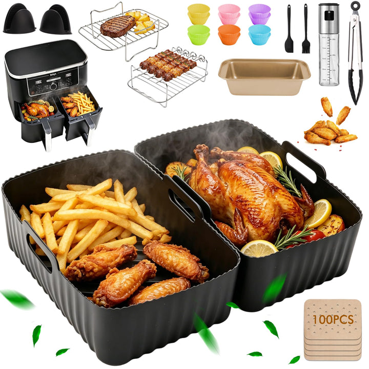 Airfryer Zubehör für Ninja Foodi Max Dual Zone AF500EU AF400EU AF400EUCP 7,6L-10,4L,25 Stück Airfrye