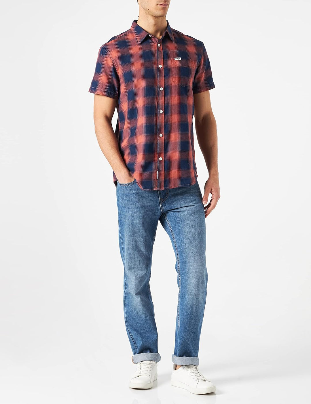 Wrangler Herren 1 Pkt Shirt Hemd M Sundrenched Blu, M Sundrenched Blu