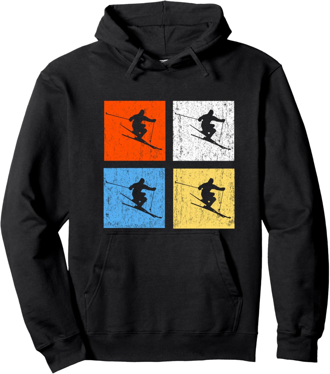 Vintage Retro Skifahren Skiing Geschenk Pullover Hoodie