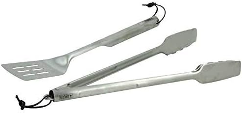 Weber 8302 Basic Grillbesteckset 2-tlg. aus Edelstahl, Grillzange und Grillwender Single, Single