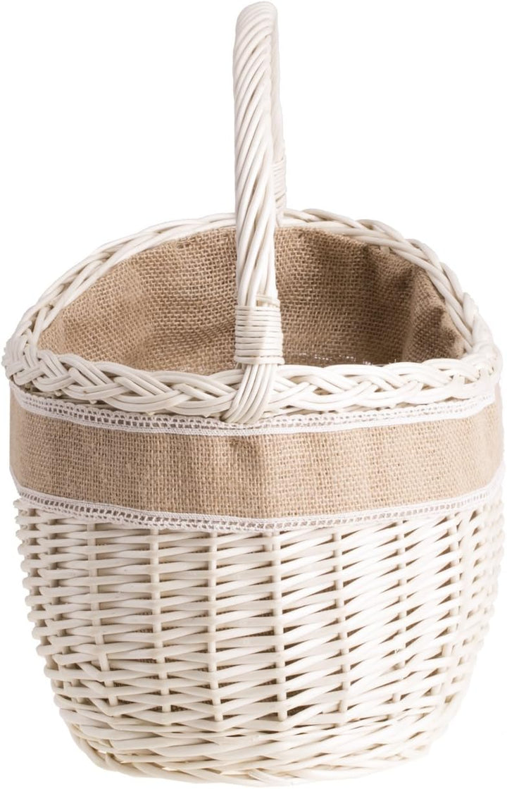 Einkaufskorb Weide Geflochtener Korb mit Henkel Aufbewahrungskorb Leicht Picknickkorb Geschenkkorb L