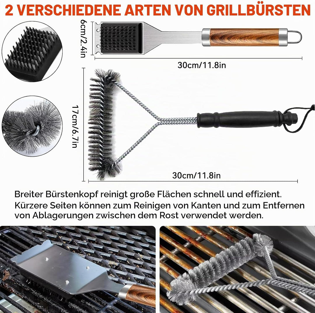 Grillbesteck Set 34-teilig, Edelstahl Grillzubehör, Grillzubehör Mit Aufbewahrungstasche Und Grillma