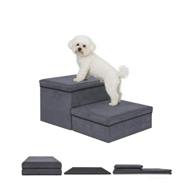 Hundetreppe mit Stauraum, Hundetreppe Bett für Betten,Sofas, rutschfeste Hunderampe,Haustierleiter,