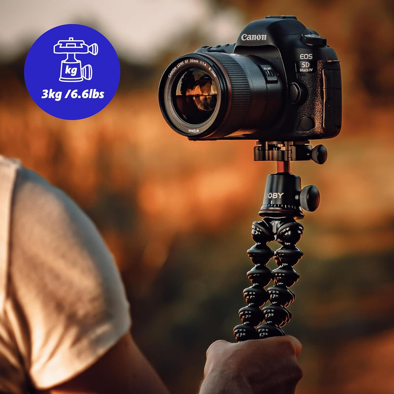 JOBY GorillaPod 3K Pro Kit, Flexibles Profi-Stativ aus Aluminium mit Kugelkopf, QR-Platte, Made in I