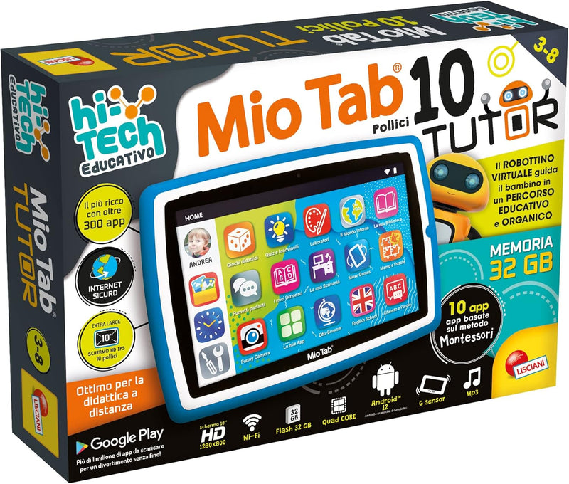 Liscianigiochi LISCIANI-Mio Tab 10 Zoll Tutor XL 2022, Kinder 3-6 Jahre, Autonome, sensorische Fähig