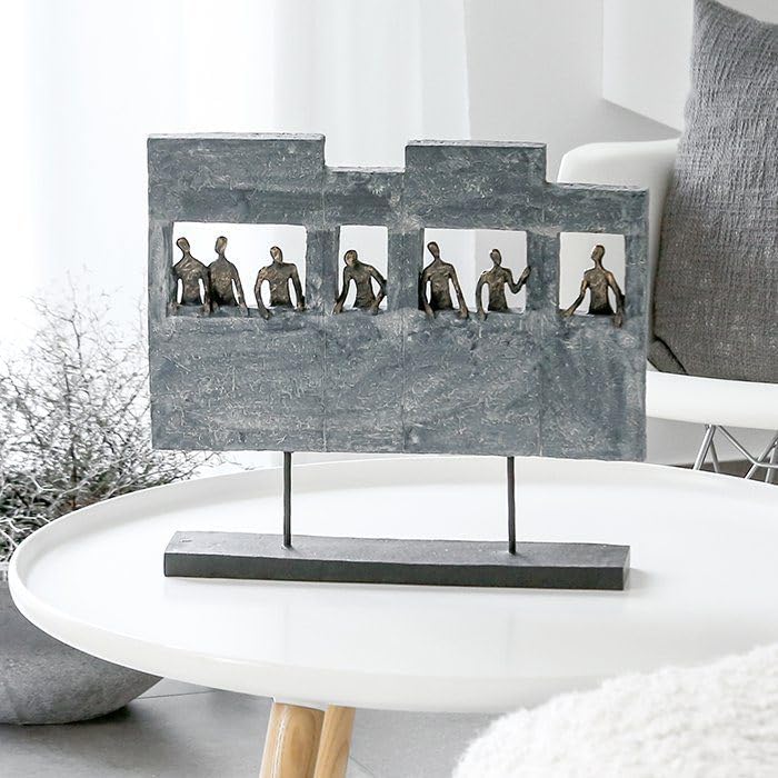 Casablanca - Skulptur Skyline - aus Poly bronzefarbene Figuren H 38 cm Höhe 38 cm Bronzefarben, Grau