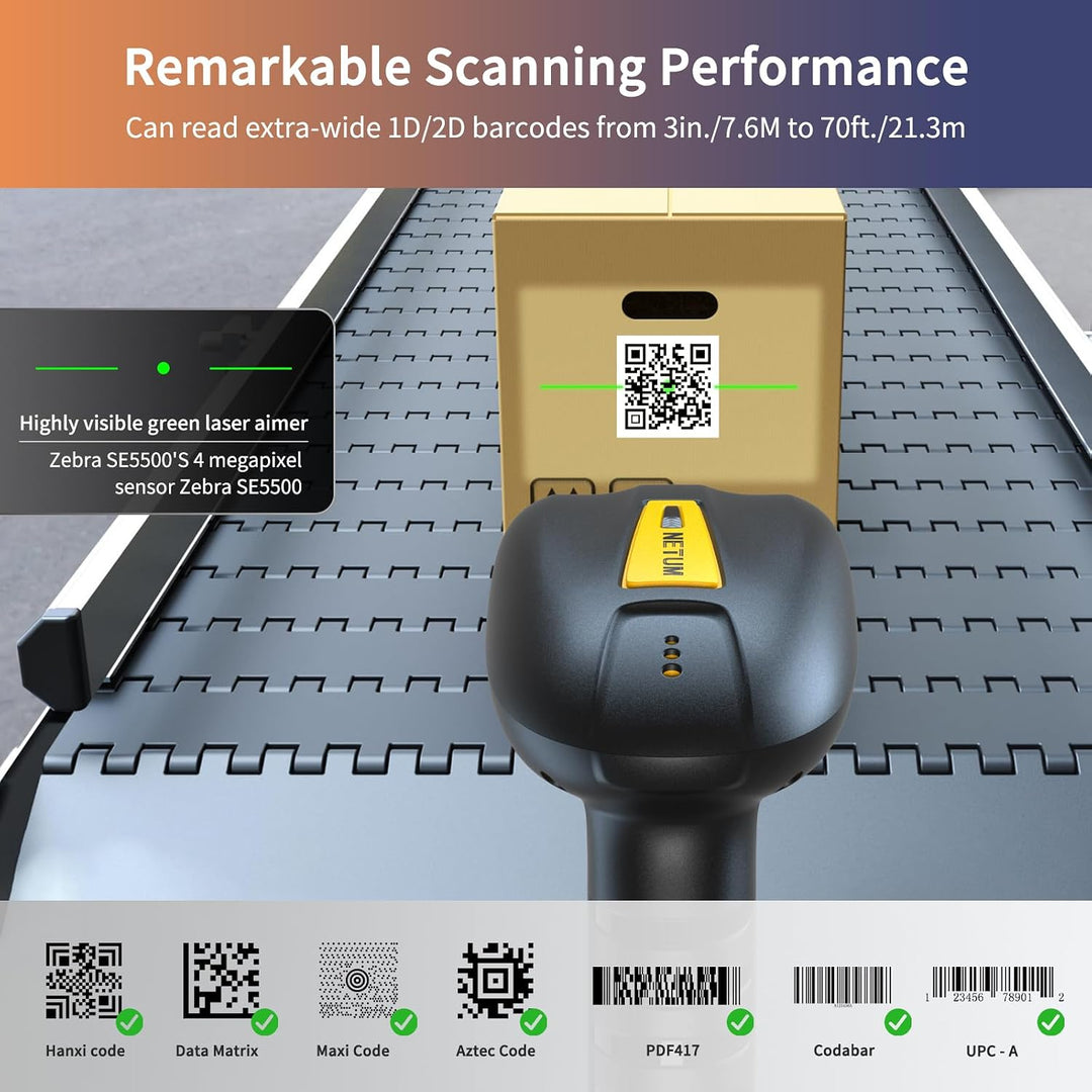 NETUM NT-1203L Pro Aufgerüsteter Drahtloser Bluetooth Robuster Wasserdichter 1D/2D-Scanner mit Erwei