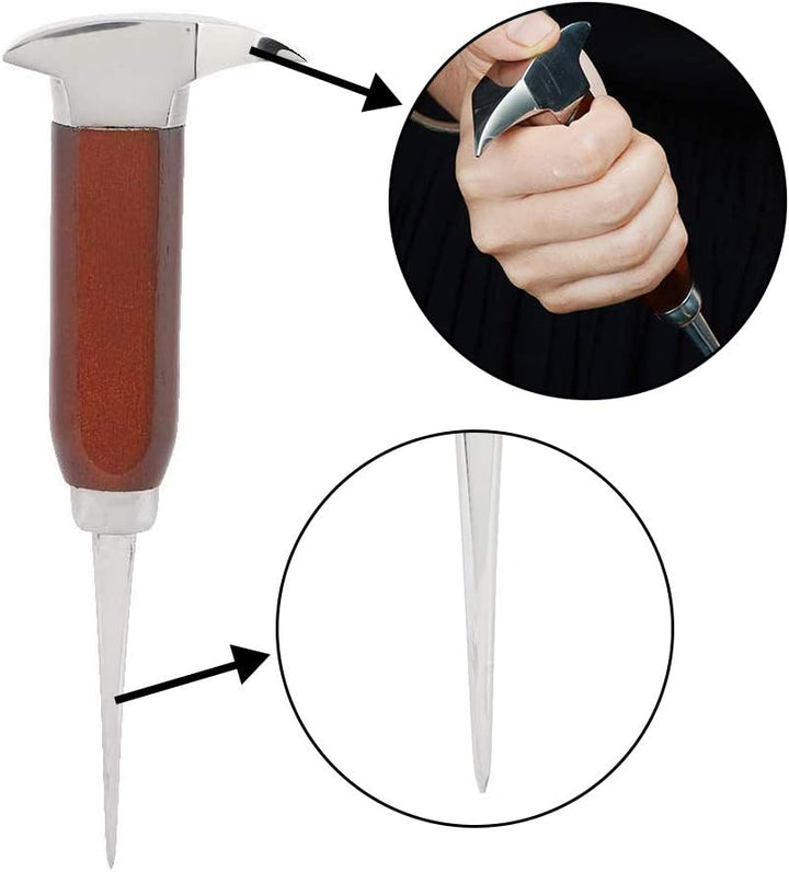 HEEPDD Ice Pick, Stainless Steel Ice Crusher with Wooden Handle and Safety Cover, Ice Chisel Tool fo