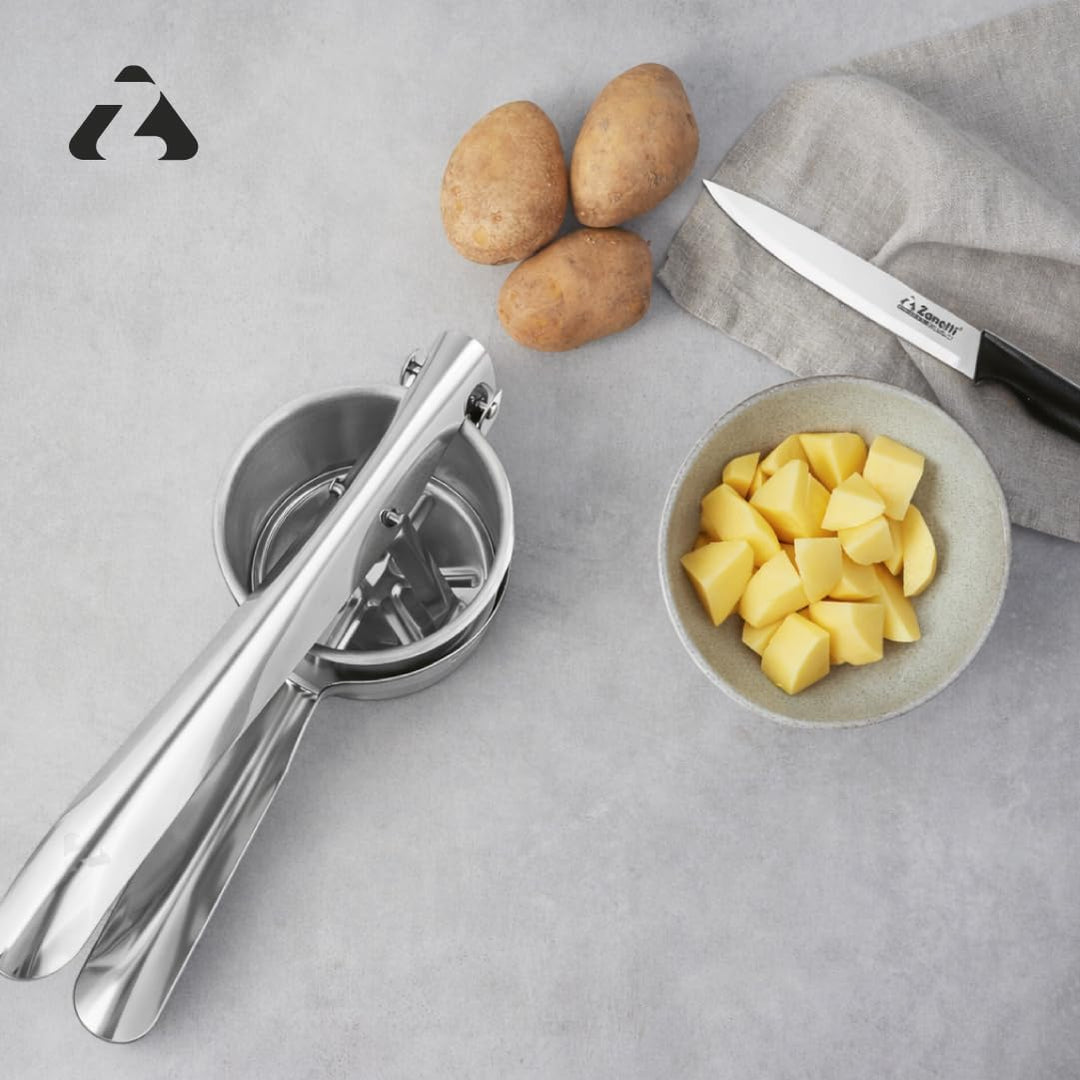 zanetti Kartoffelpresse und Passatelli-Presse aus Edelstahl mit 3 Austauschscheiben, Länge 27 cm, Ko