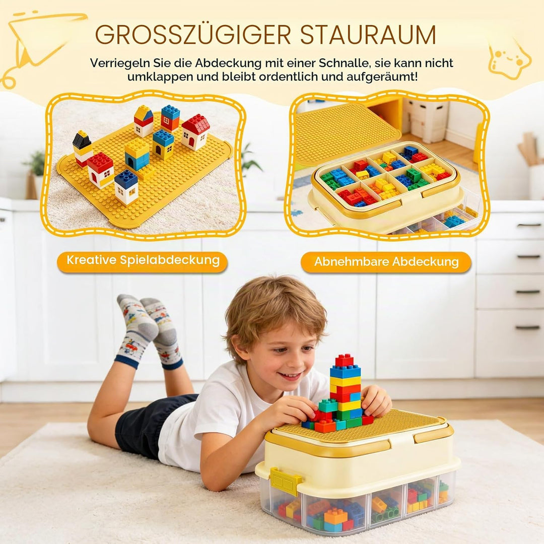 Legosteine Aufbewahrungsboxen,Legosteine Sortierbox,4 Stufen Hohe Kapazität,Mit Trennbarer Partition