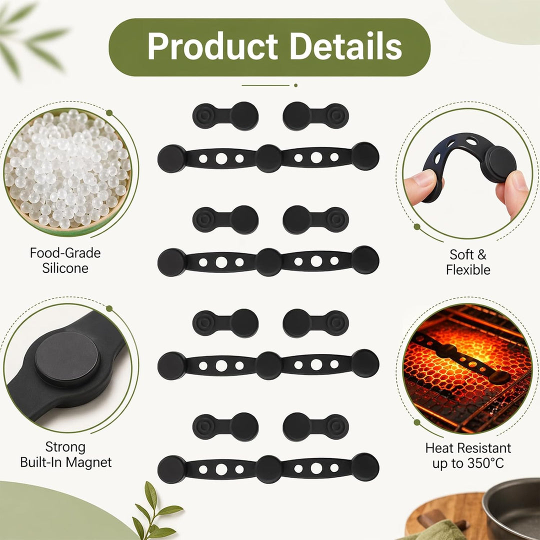 Airfryer Magnete für Backpapier - 24 Stück Magnetische Silikonschnallen für Heissluftfritteusen, Mag