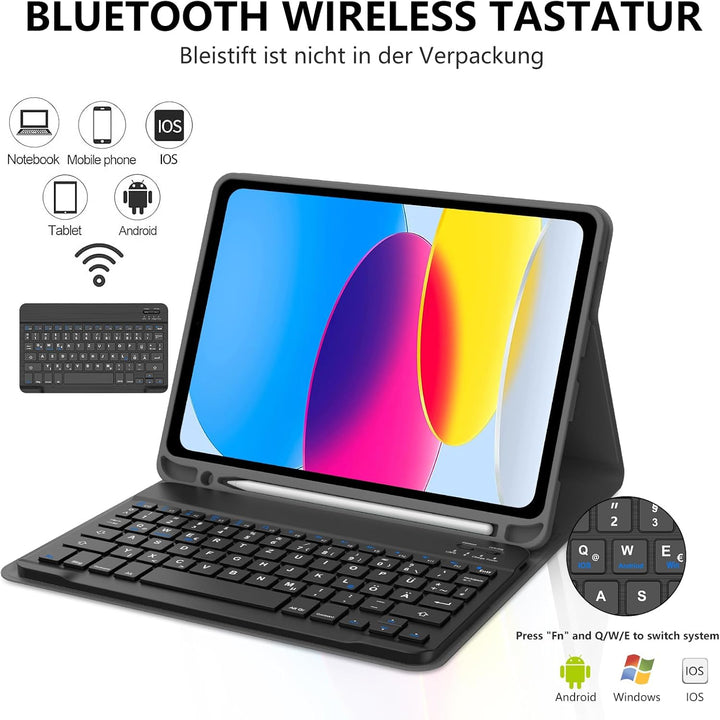 Hülle Tastatur für iPad A16 11. Generation 11 Zoll 2025, iPad 10. Generation 2022 10.9", Magnetische