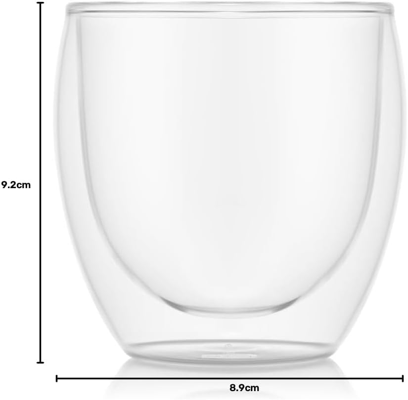 Bodum 4558-10-12 Pavina Gläser 6-er-Set 0.25 l doppelwandig, Transparent, 6 Stück (1er Pack), 6 0,25