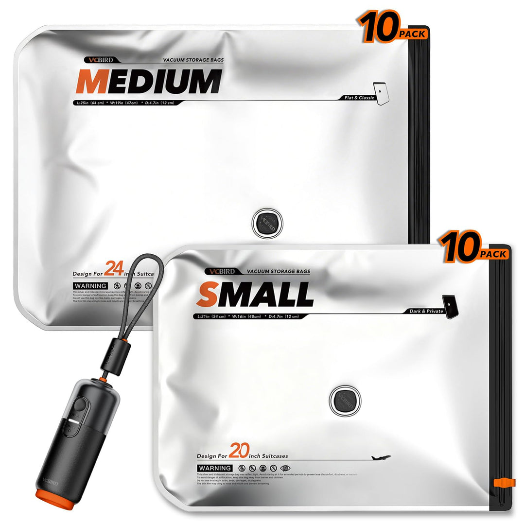 20 Stück Vakuumbeutel für Kleidung mit wiederaufladbarer elektrischer USB-Pumpe, 10× 40×54 cm und 10