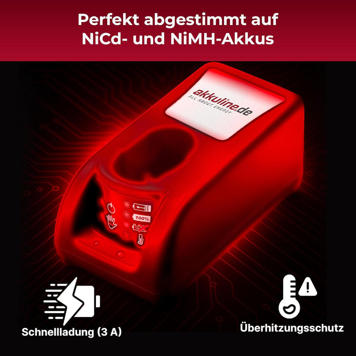 Ersatz-Ladegerät passend für Gesipa 12V NiCd/NiMH Werkzeug-Akkus (kein Original Gesipa)