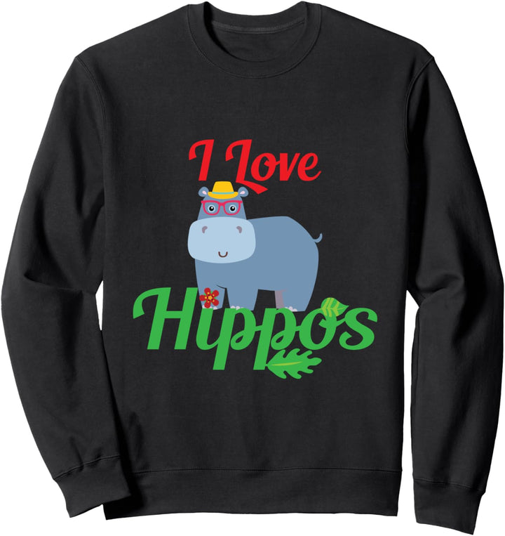 Hippo mit Hut und Brille Lustiges Geschenk Fun Sweatshirt