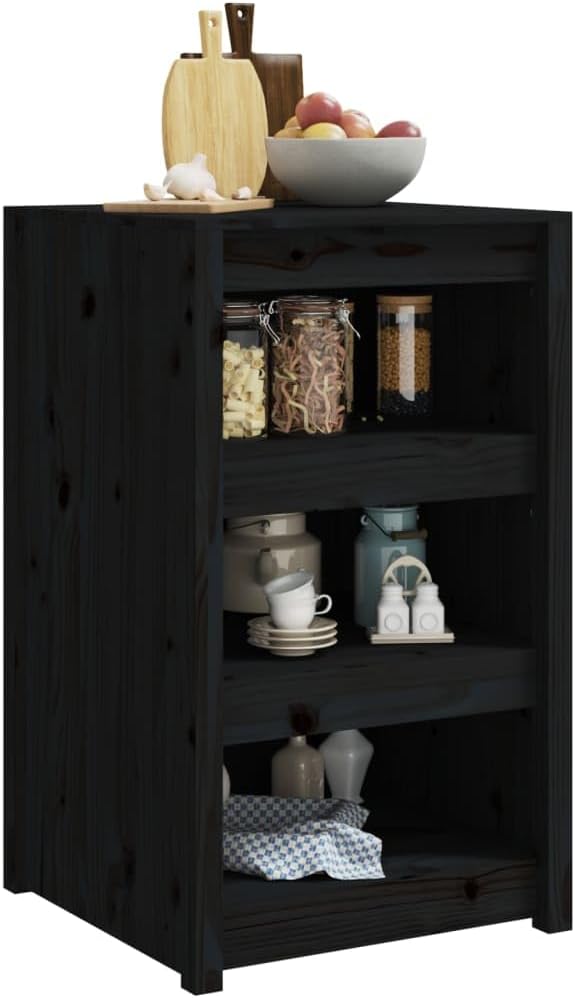 Outdoor-Küchenschrank Schwarz 55x55x92 cm Massivholz Kiefer, Outdoor Küche, Grilltisch, Pflanztisch,