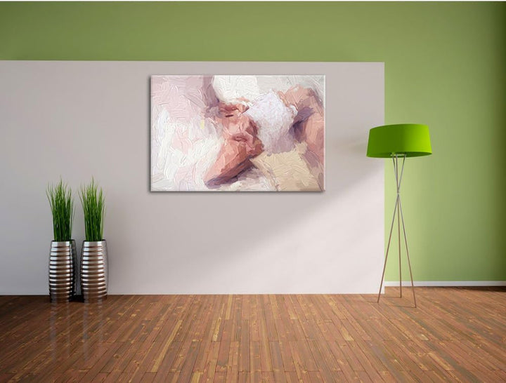 Pixxprint sexy Dame im Höschen und Strümpfe als Leinwandbild/Grösse: 100x70 / Wandbild/Kunstdruck/fe