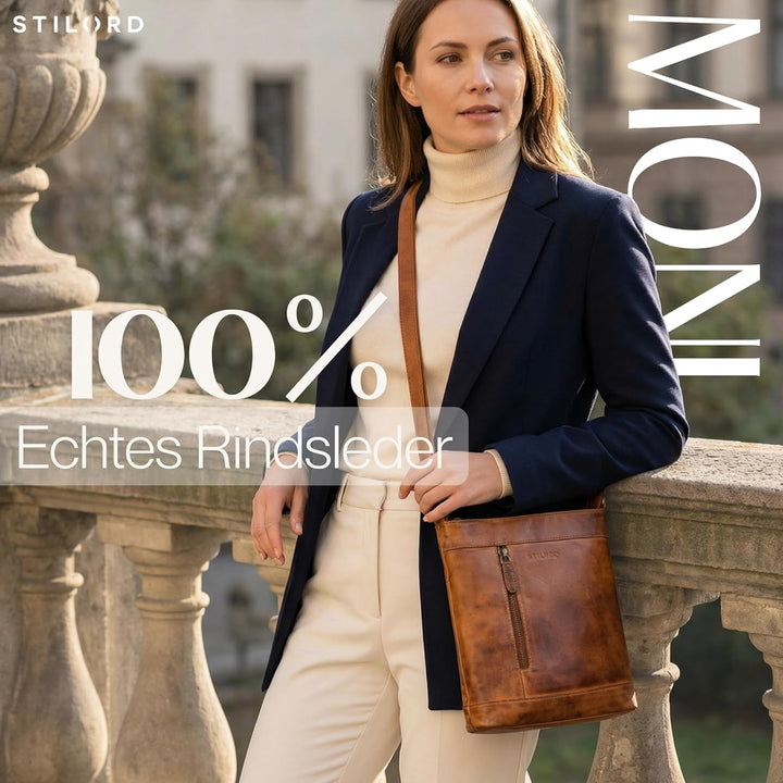 STILORD Moni Stylishe Crossbody Bag Damen Leder Mittel-Gross - Freizeittasche Echtleder Handtasche V