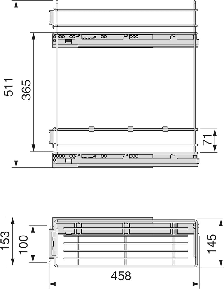 Emuca - Küchenmöbe Ausziehbarer Flaschenhalter, seitlich ausziehbar, sanftem Schliessen, Modul 200mm